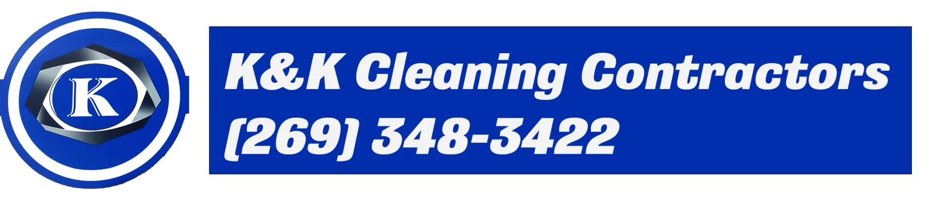 K&K Cleaning Contractors logo with phone number (269) 348-3422.